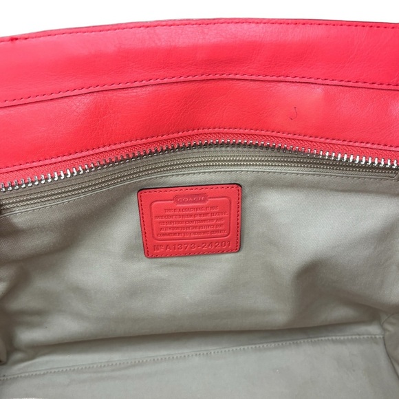 Coach Large Leather Tassel Tote-Coral - Picture 14 of 16